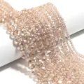 Perline di cristallo sfaccettate color champagne fili per creazione di gioielli accessori fai da te. - 100 Pezzi (4x3mm) / Champagne Argento AB