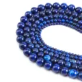 Natürliche Lapislazuli Rundperlen, blaue Edelstein Perlen für DIY Schmuckherstellung. - 4mm (Ca. 90-95 Stk) / Optimierter Lapislazuli
