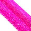 Perline di cristallo sfaccettato rosa vivo perle sfuse fai-da-te per bracciali e collane fatti - 100 Pezzi (3x2mm) / Rosso Rosa Trasparente