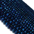 Perline di cristallo sfaccettate blu scuro per la creazione di bracciali fai da te. - 100 Pezzi (4x3mm) / Blu Reale Galvanizzato