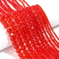 Fili di perline di cristallo rosso sfaccettato per creazione di gioielli fai da te, bracciale e collana. - 3*2mm Foro 0,8mm (circa 100 pezzi) / Rosso Chiaro Trasparente