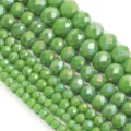 Perline sfuse di cristallo verde sfaccettato per la creazione di gioielli fai da te e bracciali. - 100 Pezzi (3x2mm) / Verde Oliva Iridescente