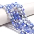 Perline sfuse di agata blu e bianca perle rotonde stile pianeta per braccialetti gioielli fai da te - Diametro 6mm / Venatura del Drago di Fuoco Blu