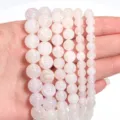 Perline di pietre preziose in agata screpolata naturale di varie dimensioni per bracciali. - Diametro 6mm Dimensione del Foro Circa 0.8mm (Circa 60 Perline) / Fiore di Ghiaccio Bianco