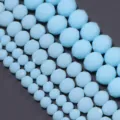 Perline abaco in cristallo sfaccettato azzurro chiaro per bracciali e accessori di gioielleria fai da te. - 100 Pezzi (4x3mm) / Porcellana blu lago chiaro