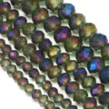 Perline di cristallo sfaccettate colorate AB rivestite fai da te gioielli braccialetto - 100 Pezzi (4x3mm) / Verde Frutta Viola Trasparente