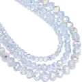 Perline di cristallo sfaccettate colore AB perle sciolte fai da te creazione gioielli collana - 100 Pezzi (4x3mm) / Blu Chiaro Galvanizzato AB