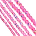 Fili di perle di cristallo sfaccettate rosa per accessori di gioielli e bracciali fai da te. - 100 Pezzi (4x3mm) / Rosa Scuro Galvanizzato AB