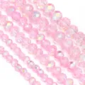 Perline di cristallo sfaccettate rosa perline sfuse per accessori di gioielli fai da te - 100 Pezzi (4x3mm) / Rosa Galvanizzato AB