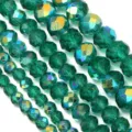 Perline di cristallo sfaccettate verdi, perline sfuse a forma di abaco per accessori fai da te. - 100 Pezzi (4x3mm) / Verde Scuro Galvanizzato AB