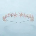 Roségold Metall Blumen Strass Haarreif, elegante Braut Kristall Haarschmuck für Frauen. - Blumen Stirnband (TS-J2742RG) / Roségold