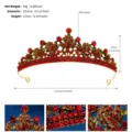 Vintage red rhinestone tiara queen bridal crown hair accessory 13.5cm diameter 53g weight - Antique Gold Red Rhinestone