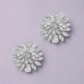 Zilveren kristallen bloem schoenclips, sprankelende strass schoenversiering voor feesten. - Niche Exquise Schoenbloem (SC-J064) / 2-Delige Set