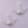 Elegante zilveren kristal en parel schoenclips voor vrouwen bruiloft en feest decor 2stuks - Zacht en Nobel (SC-J059) / 2-Delige Set