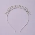 Sparkling rhinestone Happy Birthday metal headband silver party hair hoop accessory - HAPPY BIRTHDAY Style (TS-J2221S) / Festive Silver Headband