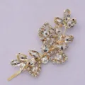 Goldene Kristall Blumen Haarklammer, elegante Braut Haarnadel für Damen Alltag und Party. - Exquisiter Nischen-Blatt-Blumen-Stil (HS-J3517G) / Gold