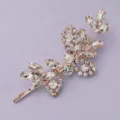Roségold Strass Haarnadel glänzende Kristall Blatt Haarklammer Damen Braut Schmuck Accessoire - Roségold (HS-J3517RG)