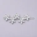 Crystal flower hair clip silver bobby pin bridal wedding party hair accessories - Silver (HS-J6384S)