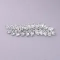 Silver crystal leaf hair clip, marquise rhinestone barrette for wedding, party and daily wear. - Silver (HS-J6379S)