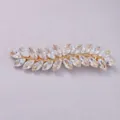 Gold crystal hair clip, marquise rhinestone barrette, elegant leaf design for women. - Gold (HS-J6379G)