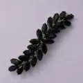 Black rhinestone leaf hair clip elegant crystal barrette for women daily wear party hair accessories - Black (HS-J6379BLK)