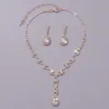 Roségoud kristal ketting oorbellen set bruid feest huwelijk sieraden accessoire elegant - Veelzijdige Sieradenset voor Feesten (NS-J6450RG) / Roségoud