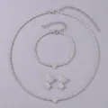 Zilveren strass sieraden set ketting armband oorbellen variant voor feest bruiloft - Trendy Niche Sieradenset (NS-J6572S) / Zilver