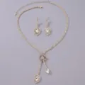 Gouden druppel strass Y halsketting en oorknopjes set bruiloft feest sieraden variant - Eenvoudige Veelzijdige Sieradenset (NS-J6523G) / Goud