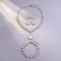 Zilver kristal ketting oorbellen armband set voor de bruiloft feestelijke sieraden - Vintage Zilver Heldere Strass 3-Delige Sieradenset (NS-J6571S)