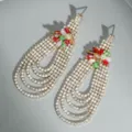 Elegante lange strass oorbellen met kleurrijke kristallen bloemen voor dames sieraden - Vintage Bloemen Kwastjes Oorbel (ERS-J4290G)