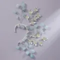 Elfen oor manchet kristal steen zilverdraad wikkel vintage bruiloft feest oorbellen - Exquise Forenzenstijl (ERS-J4287S) / Zilver Blauw