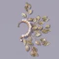 Gouden blad roze parel oorclip elegante elf bruiloft feest sieraden accessoires - Veelzijdige Goudstijl (ERS-J4181) / Goud