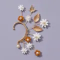 Gouden elfen oorclip sprookje bloem parel oormanchet bruiloft feest sieraden chic - Dagelijks Woon-werkverkeer Oorcuff (ERS-J4313G)