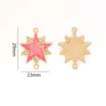 Detailed view of the double loop star DIY pendant charm with pink glitter and zircon inlay. - Pink Opal Five-pointed Star (XH60620) / 1 Piece / Pink