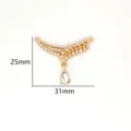 Ciondolo connettore curvo in strass lega dorata con ciondolo a goccia gioielli DIY 25x31mm - Collo in Pizzo ad Arco (7#) / Solo Pendente (Senza Catena)