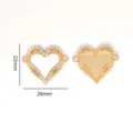 Herzförmiger doppelter Zirkonia Opal DIY Schmuckverbinder mit goldenen Details für schöne Accessoires. - Weißer Opal Herz Stil (XH60620)