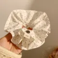Corsetto per capelli bianco a pois carino coreano grande fascia morbida accessori eleganti donna - Stile Scrunchie a Pois con Bottone (1299) / Bianco con pois rossi