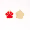 Cute enamel cat paw charm for DIY jewelry making, necklace and bracelet accessories. - Red