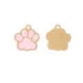 Cute pink cat paw enamel charm pendant for DIY necklace bracelet jewelry making accessories - Pink