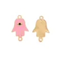 Gouden legering boze oog hamsa hand connectoren geemailleerde DIY sieraden bedels - Roze Hand Stijl (1#)