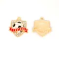 Ciondolo a forma di scudo da calcio dorato con strass e smalto per la creazione di gioielli. - Scudo del Calcio (XH60318) / Stile Calcio Oro (2#)