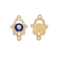 Gouden Hamsa hand boze oog bedel connector strass steen DIY armband ketting sieraden maken - Glanzende Hand Stijl (3#)