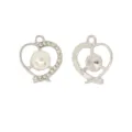 Strass Perle Cœur DIY Pendentif Colliers Boucles D'Oreilles Bijoux Accessoire Argenté - Cœur Argenté