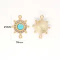 Gold ship wheel pendant connector with blue rhinestone for DIY jewelry making bracelets 24x18mm - Rudder Style (XH60523) / 24x18mm / Ship Wheel