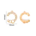 Alloy C-shaped rhinestone pearl pendant detail view, DIY jewelry making accessory charm. - Gold (1#KC Gold)