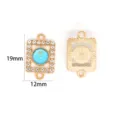 Gold square double bail charm with blue center stone and rhinestones, 19x12mm DIY jewelry - Square Style (XH60523) / 19x12mm / Square