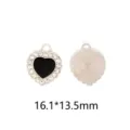 Detailed view of heart shaped alloy rhinestone diy charm pendant with black oil drop design. - 2# Black Heart