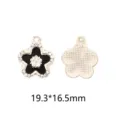 Black enamel flower alloy charm diy jewelry pendant rhinestone accessories for earrings - Black Flower