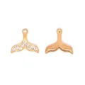 Gold-plated zinc alloy rhinestone mermaid whale tail pendant charms for DIY jewelry making. - Mermaid Skirt / KC Gold