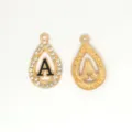 Ciondolo a goccia dorata lettera A strass accessorio di gioielleria DIY per collana bracciale - Stile Lettera A (XH60226) / Oro